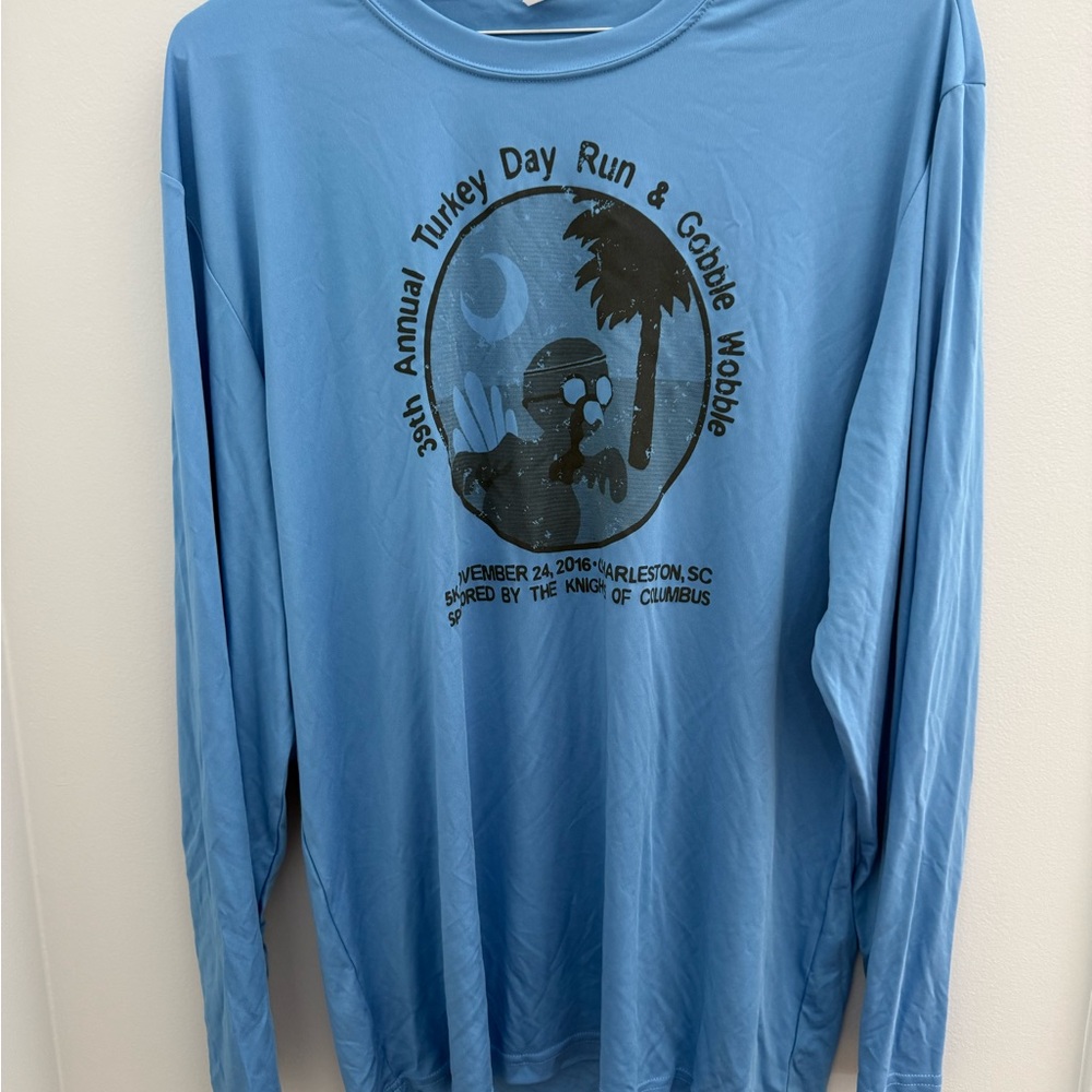 Blue Graphic Long Sleeve Men's Shirt